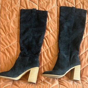 Vici Black Suede Over the Knee Boots